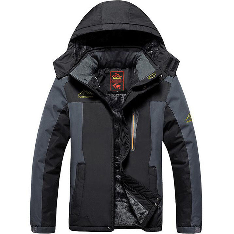 Men's outdoor fishing suit winter windproof and cold resistant with thick fleece mountaineering jacket for men