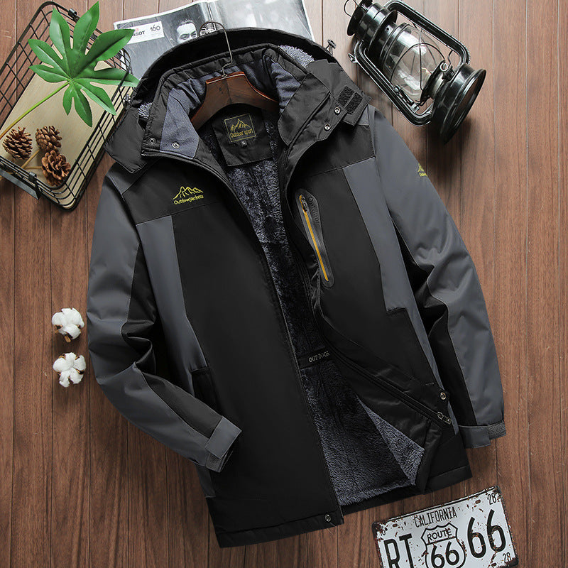 Men's outdoor fishing suit winter windproof and cold resistant with thick fleece mountaineering jacket for men