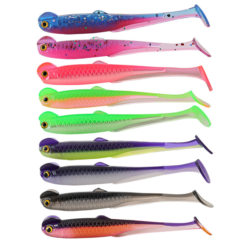 Taiyu Lure Artificial Bait Rooster Tail Soft Bait 6cm 1.3g Dual-Color Soft Fish Soft Worm Lifelike Fishing Bait Factory Wholesale