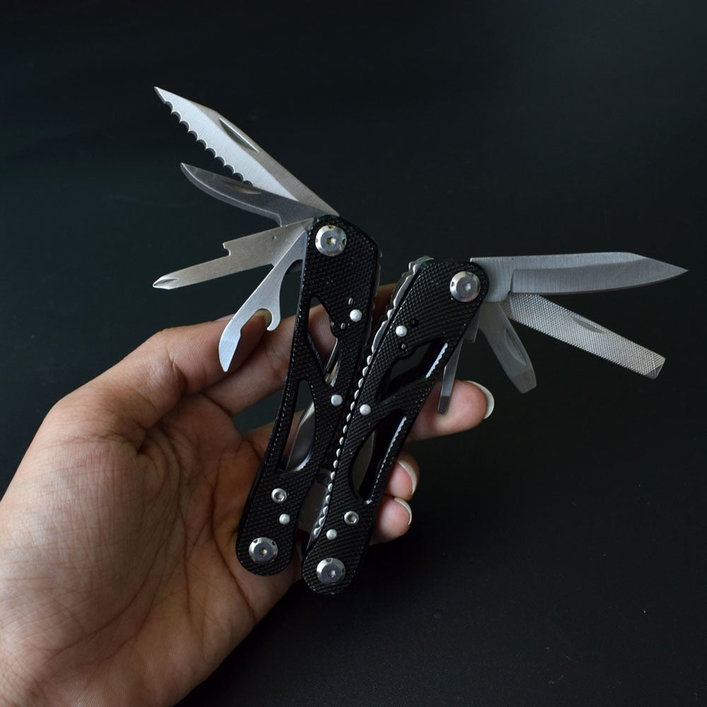 NEWACALOX Outdoor Multitool Pliers Repair Pocket Knife Fold Screwdriver set Hand Multi Tool Mini Folding Pocket Portable Fishing