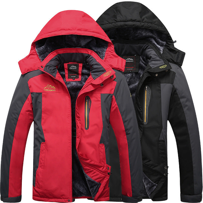 Men's outdoor fishing suit winter windproof and cold resistant with thick fleece mountaineering jacket for men