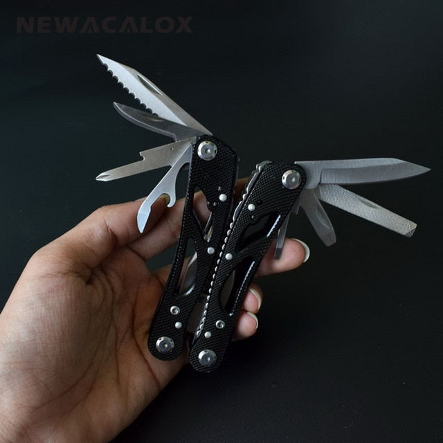 NEWACALOX Outdoor Multitool Pliers Repair Pocket Knife Fold Screwdriver set Hand Multi Tool Mini Folding Pocket Portable Fishing