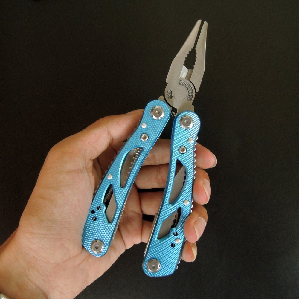 NEWACALOX Outdoor Multitool Pliers Repair Pocket Knife Fold Screwdriver set Hand Multi Tool Mini Folding Pocket Portable Fishing