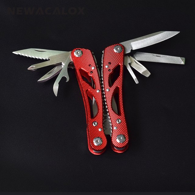 NEWACALOX Outdoor Multitool Pliers Repair Pocket Knife Fold Screwdriver set Hand Multi Tool Mini Folding Pocket Portable Fishing